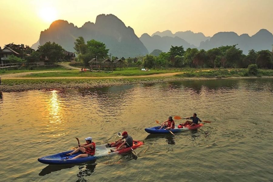 Kayaking on Nam Song River in laos holiday package