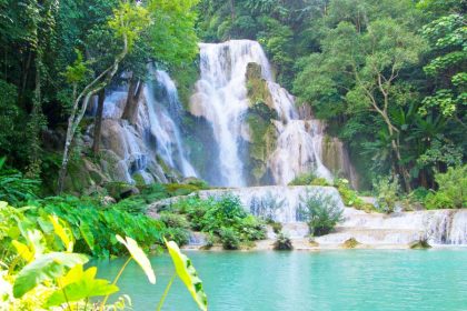 kuang si waterfall in luang prabang laos
