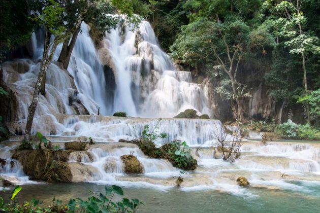 kuang si waterfalls in luang prabang laos
