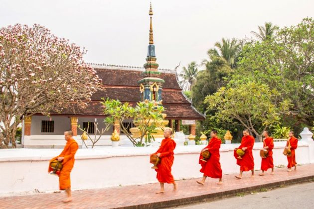 monks at luang prabang